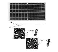 Lylithuif Kit de ventilateur d'extraction solaire 16 W panneau solaire 2 ventilateurs CC sans balais haute vitesse système de ventilation à énergie solaire pour serre poulailler grenier