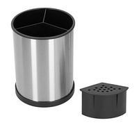 Lylithuif Organisateur de baguettes rotatif porte-ustensiles multifonction couverts vaisselle égouttoir conteneur acier inoxydable argent noir 14x18,5 cm 646g pour le rangement des armoires