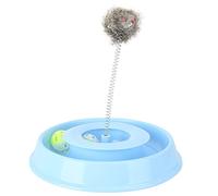 Lylithuif Plateau de Jeu interactif pour Chat avec Souris à Ressort, Cloche, Base antidérapante, Teaser Amusant pour Chats d'intérieur, Plastique de Haute qualité, Trois Couleurs en Option, (Bleue)