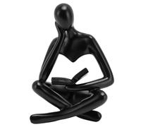 Lylithuif Statue de penseur en résine, Figurine Assise, Art Abstrait, décoration de Maison, de Bureau, pour Salon, bibliothèque, Bureau, matériau en résine 8,5 x 6 x 11,5 cm (Noire)