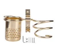 Lylithuif Support de sèche-Cheveux en Aluminium, Organisateur Mural, Support en Spirale pour Salle de Bains, Rangement d'outils de Soins capillaires, Or 21x10,5 cm