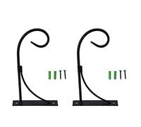 Lylithuif Support de Suspension pour Plantes Crochet Mural en Métal Robuste Crochets Décoratifs pour Plantes pour Suspendre Lanternes Mangeoires à Oiseaux Fer Noir 26x15x3cm 2 Pack