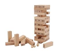 Lylithuif Tumble Tower Jouet de Construction Blocs en Bois Jeu d'empilage Jeu de société éducatif Familial Classique pour Enfants Adultes 51 pièces Blocs en Bois avec dés Couleur comme