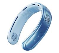 Lylithuif Ventilateur de cou rechargeable par USB, silencieux, à cinq cœurs, puissant, mains libres, réglable, portable, pour sports de plein air, activités d'été, matériau ABS, poids 600 g (Bleue)