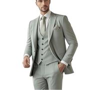 LYLLOVEGUSU Costume 3 pièces pour Homme - Ensemble de Costume de Mariage à Deux Boutons - Blazer à Revers Simple Boutonnage et Pantalon, Vert Sauge poudré, Taille M