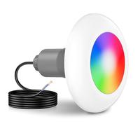 LyLmLe Lampe LED Piscine Vissable avec Filetage 2", 15W Projecteur Piscine RGB Multicolore Contrôle Sync, Ø190mm, 12V AC Spot pour Piscines Préfabriquées Fibre Hors-Sol Bois Acier, Sans Contrôleur