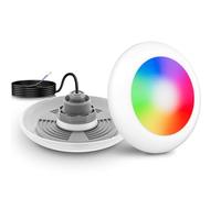 LyLmLe Lampe LED Piscine Vissable avec Filetage 2", 25W Projecteur Piscine RGB Multicolore Contrôle Sync, Ø242mm, 12V AC Éclairage Lampe pour Piscines Hors-Sol en Acier, Sans Unité de Contrôle