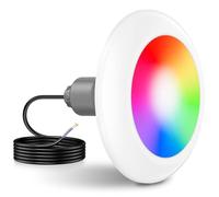 LyLmLe Projecteur Piscine LED Vissable avec Filetage 2", 25W Lampe Piscine RGB Contrôle Sync, Ø242mm, 12V AC Ampoule pour Piscines Préfabriquées Fibre, Hors-Sol Bois Acier, Sans Contrôleur