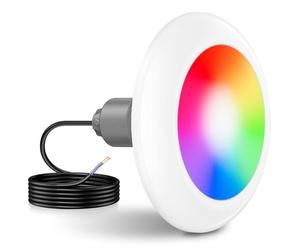 LyLmLe Projecteur Piscine LED Vissable avec Filetage 2", 25W Lampe Piscine RGB Contrôle Sync, Ø242mm, 12V AC Ampoule pour Piscines Préfabriquées Fibre, Hors-Sol Bois Acier, Sans Contrôleur