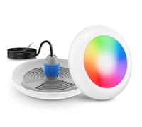 LyLmLe Projecteur Piscine Vissable avec Filetage 1" 1/2, 25W RGB Spot LED Piscine Multicolore Contrôle Synchronisé, Ø242mm, 12V AC Lampe pour Piscines Béton SPA, Sans Unité de Contrôle