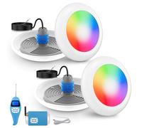 LyLmLe Projecteur Piscine Vissable avec Filetage 1" 1/2, 25W Spot LED Piscine RGB Multicolore Contrôle Synchronisé avec Télécommande & Contrôleur, Ø242mm, 12V AC Lampe pour Piscines, Lot de 2