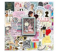 LYLSDSB Jane Austen Lot de 50 autocollants imperméables amusants pour ordinateur portable, skateboard, bagages, scrapbooking, moto, ordinateur, voiture, vélo, en vinyle tendance pour adolescents et