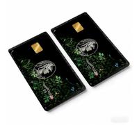 LYLSDSB Lot de 2 autocollants amusants pour cartes de crédit - Plantes de dessin animé drôle - Autocollants pour la plupart des transports métro clés cartes bancaires - Étanche - Mignon noir et vert