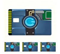 LYLSDSB Lot de 4 autocollants tendance pour appareil photo, cartes de crédit, étanche, drôles et rétro, pour la plupart des métro transports, clés, cartes bancaires, autocollants de peau de dessin