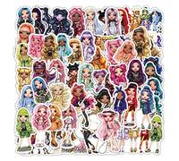 LYLSDSB Rainbow High Dolls Lot de 50 autocollants mignons de dessin animé pour skateboard, ordinateur portable, moto, voiture, scrapbooking, vélo, kawaii stickers