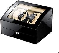 LYLXSF Boîte Automatique de Montre de Montre pour 4 Montres + 6 Storage avec clés d'adaptateur extérieur de Peinture de Piano à Coque en Bois et Accessoires à Batterie, C,