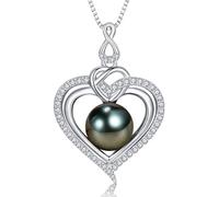 LYLXSF Cadeaux pour Femmes Femme-Tahitian Black Pearl-Necklace-Gift for Wife Wedding Birthday Anniversary Bijoux Mothers Day Cadeaux pour Maman-Her Saint Valentin Cadeaux de Noël