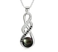 LYLXSF Cadeaux pour la femme Anniversaire - Collier de perle noir tahitien Gift pour femmes Généralités d'anniversaire de mariage cadeaux pour maman petite amie de sa Saint Valentin