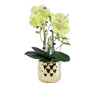 LYLXSF Ensemble de Fleurs artificielles, Fleurs artificielles avec Vase phalaenopsis orchidée Fausse Fleur dans des centres de Table en Vase pour Table de Salle à Manger