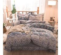 LYLXSF Set King Size Floral, Double Bed Couptes Coverses Gris, Set Winter Double Duette Cover Set Double Bed Coup Tewilt Couvre-draps Plat Twin King King Double Taille Flanelle Chaude Soft Flannel 3D