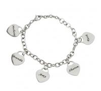 Lyly'S Bracelet Personnalisé Charms Cœurs - Gravure Laser Prénoms - Acier Inoxydable Haute Qualité - Jusqu’à 5 Cœurs - Cadeau Élégant pour Maman, Famille & Amis - Fabrication 1 à 2 Jours