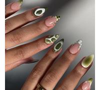 LYMCY Lot de 24 faux ongles Press-on 3D rafraîchissants - Vert menthe - Collection Summer Breeze - Pour femmes et filles