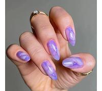LYMCY Press on Nails Lot de 24 faux ongles violets pour femmes et filles