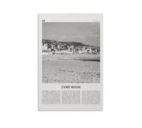Lyme Regis Poster noir et blanc Peinture décorative sur toile pour salon, chambre à coucher, art mural, impression d'image moderne, décoration de salle familiale, 30 x 45 cm