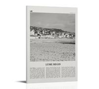 Lyme Regis Poster noir et blanc Peinture décorative sur toile pour salon, chambre à coucher, art mural, impression d'image moderne, décoration de salle familiale, 40 x 60 cm