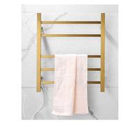 LYMGRZ Chauffe-Serviettes Mural électrique 5 Barres avec Thermostat Intelligent, sèche-Serviettes en Acier Inoxydable 55-60 W avec Interrupteur métallique, doré, à Brancher
