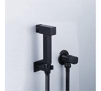 LYMGRZ Douchette WC Portable Noire Mate avec Robinet d'eau Froide Unique et Bouton-Poussoir en Laiton Massif, kit de Douche carré Shattaf pour Une hygiène personnelle Facile LWX