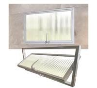 LYMGRZ Fenêtre de cabanon encastrée avec Cadre en Alliage d'aluminium et vitre de confidentialité, éclairage Rotatif à 360°, Petite fenêtre rectangulaire (Blanc, 60 x 40 cm)