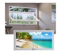 LYMGRZ Fenêtre rectangulaire avec Cadre en Alliage d'aluminium et Verre trempé, hublot pivotant à 360°, fenêtre coulissante L 60 70 80 90 100 cm (Blanc, 90 x 30 cm / 35,43 x 11,81 po)