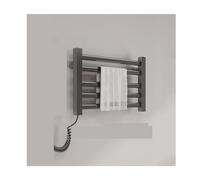 LYMGRZ Porte-Serviettes Chauffant Mural pour Salle de Bain, économie d'énergie, Chauffe-Serviettes en Alliage d'aluminium, Petit séchoir Chauffant 5 Barres, Gris, Prise à Gauche