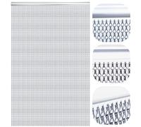 LYMMIYTC Rideau à Chaînes en Aluminium, 90×200cm Écrans de Porte à Rideau de Chaîne pour Décoration des Portes, Volant en Métal Stores Anti-Insectes Antiparasitaire (Gris)