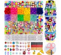 LYMOOR 1100 perles pour bracelet, pony beads, perle en forme de lettre, perle en argile polymère à enfiler, accessoires de fabrication de bracelets, convient pour la fabrication