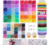LYMOOR 72 Couleurs Perles pour Bracelet, 3000 pony beads, 1000 Perles Lettres pour Bracelet, Kandi, 40 m Elastique Bracele Creation, Perle à enfiler, Pour faire soi-même des colliers Cadeau
