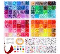 LYMOOR Perles pour Bracelet, 3250 Pony Beads, 800 Perles Lettres, Pampille, 20 Mètres Fil Elastique pour Pracelet, Pour la Fabrication de Colliers et Bracelets, Cadeaux