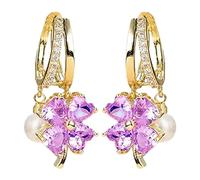 Lymphe Magnétothérapie Germanium Boucles D'oreilles, Boucles D'oreilles Pour Perte Poids Boucles D'oreilles En Perles Quadrilobe En Cristal Ne Se Décolore Pas Cadeau Pour Petite Amie