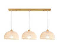 LYMSXAZOU Lustre côtier en rotin et Corde de Chanvre, 3 Lampes suspendues, îlot de Cuisine, luminaire dôme Moderne, Cage, Panier tressé, Lampe Suspendue pour Salle à Manger, Ferme