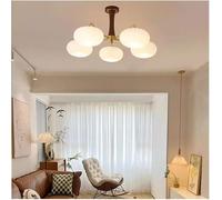 LYMSXAZOU Lustre en verre opalin moderne du milieu du siècle, style rustique, suspension suspendue - Plafonnier semi-encastré - Grand lustre rond, pour salon