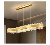 LYMSXAZOU Lustres modernes de luxe en cristal, suspensions pour salle à manger et salon, éclairage de plafond décoratif avec pompon, lampes LED dorées (lumière chaude 3000K, L120cm)