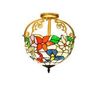LYMSXAZOU Plafonnier en vitrail 30 cm, Style européen, idéal pour Restaurant, Chambre, Couloir, Salle de Bain, Motif Oiseau de Campagne.