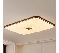 LYMSXAZOU Plafonnier encastré en Bois - Abat-Jour Rustique en Bois avec Acrylique, Ampoule LED Vintage en Noyer à intensité Variable pour Salle à Manger, Salon, Chambre, Hall d'entrée, Couloir