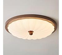 LYMSXAZOU Plafonnier encastré en Bois - Abat-Jour Rustique en Bois avec Acrylique, Ampoule LED Vintage en Noyer à intensité Variable pour Salle à Manger, Salon, Chambre, Hall d'entrée, Couloir