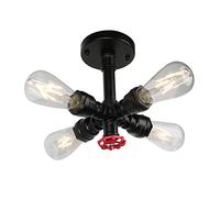LYMSXAZOU Plafonnier Industriel Vintage, Lampe Steampunk en Forme de Tuyau d'eau, Lustre Rustique, luminaire Semi-encastré en métal, Bronze Jaune