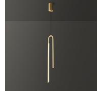 LYMSXAZOU Suspension LED en Laiton, Lampe linéaire Suspendue au Plafond, Lustre Minimaliste, éclairage pour Chambre, Chevet, îlot de Cuisine, Salle à Manger, Suspension en L
