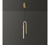 LYMSXAZOU Suspension LED en Laiton, Lampe linéaire Suspendue au Plafond, Lustre Minimaliste, éclairage pour Chambre, Chevet, îlot de Cuisine, Salle à Manger, Suspension en L