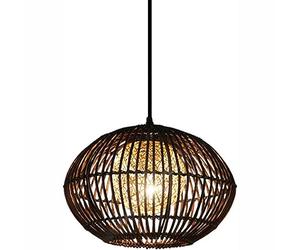 LYMSXAZOU Suspensions LED, lustres, rotin Chinois, Lampe Suspendue, câble E27, pour Salon de thé, Salle à Manger ou séjour