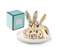 Lynagert Plateau à bijoux en céramique doré pour bagues, boucles d'oreilles, colliers, bagues de fiançailles (58.5 cm)